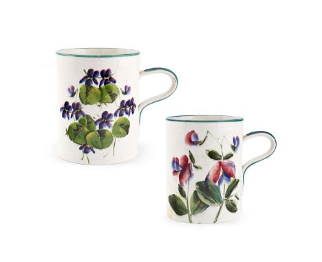  WEMYSS WARE TWO LARGE MUGS to include a LARGE 'VIOLETS' MUG, glazed earthenware, probably painted by Christina McKinnon, pai