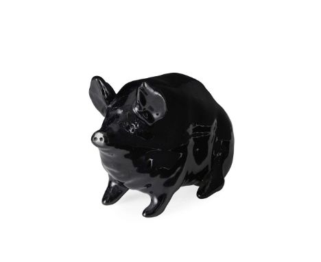  WEMYSS WARE SMALL BLACK PIG glazed terracotta, unmarked 15.8 cm long  Note: The body of these small black-glazed pigs are ma