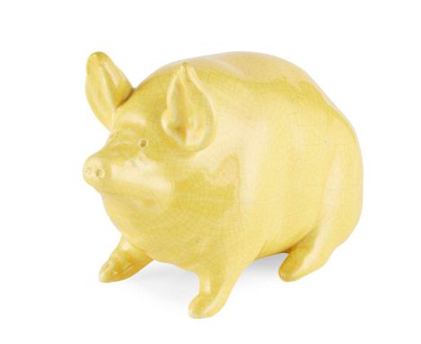  WEMYSS WARE SMALL YELLOW PIG glazed earthenware, impressed maker's mark WEMYSS WARE R. H. & S. 16cm long   