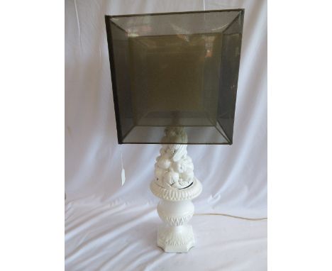 Italian glazed pottery Fruit Bowl table lamp with shade