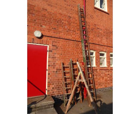 Decorators vintage wooden extending ladders etc 