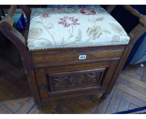 Victorian carved mahogany piano stool - R Morley &amp; Sons, Leicester 