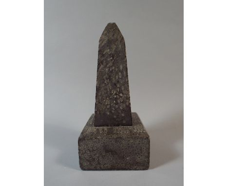 A 19th Century Hopton Wood Derbyshire Fossil Marble Obelisk. 18 Cm High