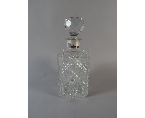 A Silver Mounted Cut Glass Spirit Decanter, Birmingham 1988, 25.5 Cm High