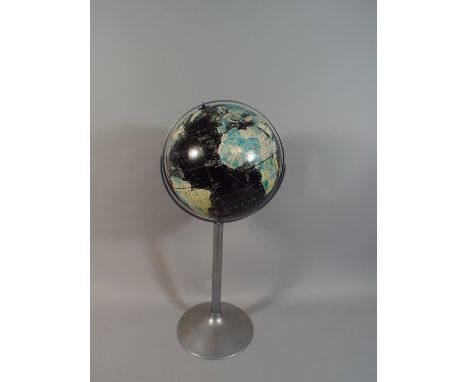 Vintage Black Oceans American Replogle 16 Inch Starlight Globe, Supported on an Aluminium Stand. 96cm High. 