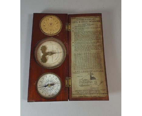 A Mid 19th Century Fletcher and Sinclair's Level and Angle Indicator in Mahogany Case with Original Paper Label. To Include C