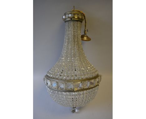 A Vintage Glass Bead Ceiling Light Shade. 50cms High
