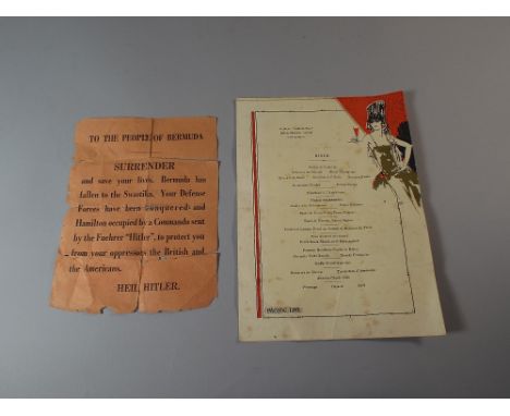 A WWII Leaflet Dropped by The RAF as Part of A Training Exercise in 1943 Over The Island of Bermuda together with A Pacific L