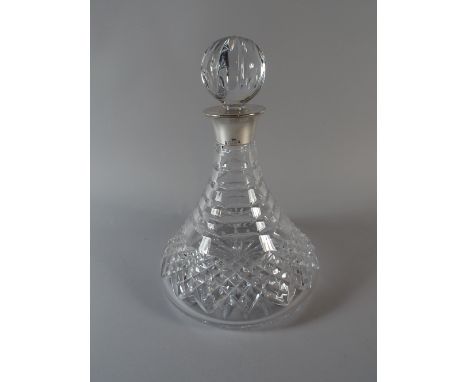 A Silver Mounted Cut Glass Ships Decanter, Sheffield 1994, 27 Cm High