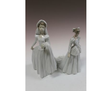 A NAO FIGURE OF A LADY HOLDING A HANDKERCHIEF TOGETHER WITH ANOTHER (2)