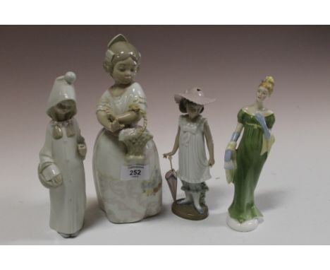 A SELECTION OF FIGURES TO INCLUDE LLADRO, NAO AND ROYAL DOULTON (4)