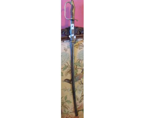 A Prussian Style Sword with a steel scabbard, 91cm.