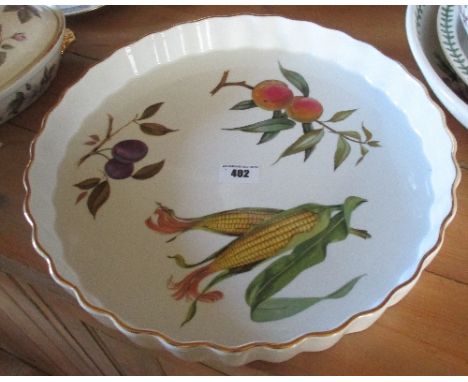 A Large Royal Worcester Evesham Pattern Flan Dish, 35cm.