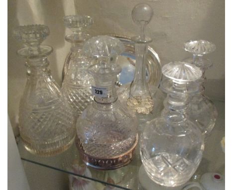 A Good Pair of 19th Century Decanters & Stoppers, another later pair and two further decanters, together with a plated Port d