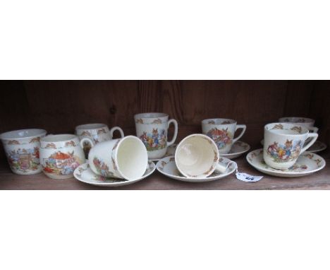 A Collection of Royal Doulton Bunnykins Nursery Wares comprising four cups and saucers, two mugs and saucers and three furthe