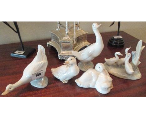A Group of Five Nao Figures of Geese.
