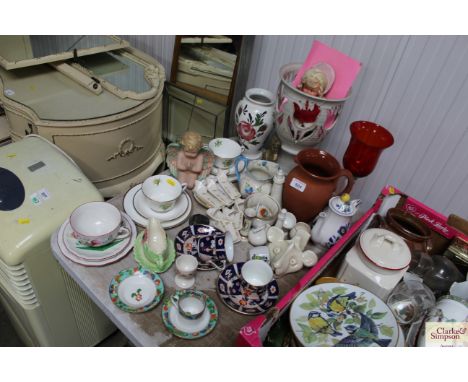 A collection of decorative china to include Portmeirion "Welsh Dresser" patterned vase; Royal Worcester teaware; Imari patter