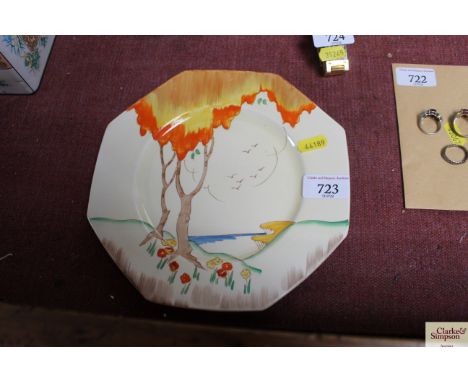 A Royal Staffordshire pottery A J Wilkinson Ltd honey glazed Clarice Cliff plate