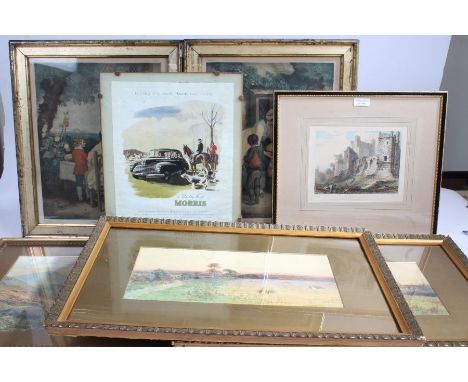 F E Stowe, 'At Amberley, Sussex' &amp; 'A Patch Near Lewes, Sussex', both signed, pair of watercolours together with six furt