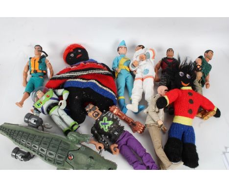 Collection of toys and figures, to include Action Man, Buzz Lightyear, Thunderbirds, together with two decimal coins sets etc