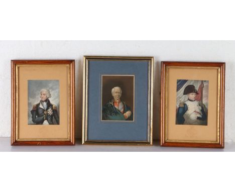 After George Baxter (1804-1867) A pair of portrait prints 'The Emperor Napoleon I' and 'Lord Nelson', both blind stamped, 10.