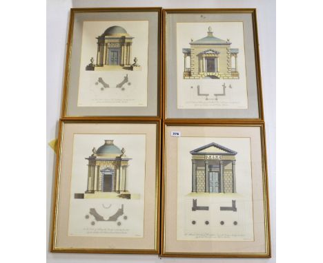Four framed architectural prints, 42 x 54cm.