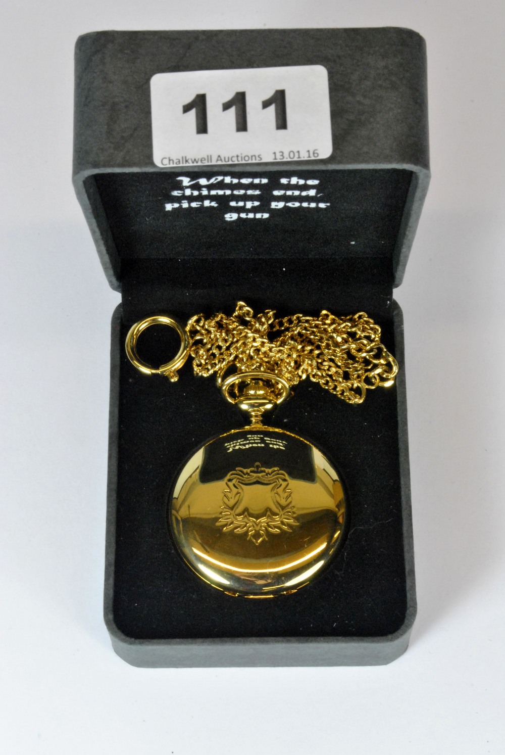 A novelty gold plated musical pocket watch, from the Clint Eastwood