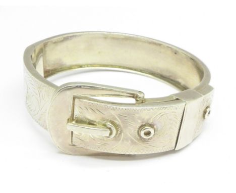 A Victorian white metal 'buckle' bangle