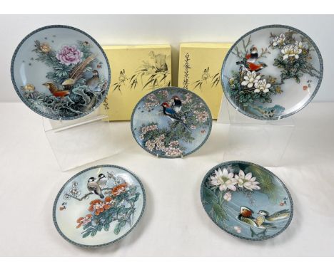 A set of 5 boxed Chinese ceramic plates "Blessings" from the Chinese Garden collection by Imperial Jingdezhen Porcelain, with