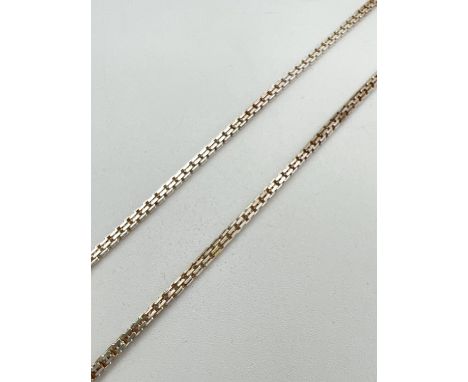 A silver 18" double box chain with spring ring clasp. Silver marks to fixings and clasp. 