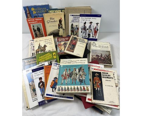 A large collection of military and military uniform books. To include U.S. Army Uniforms of the Vietnam War, Frederick The Gr
