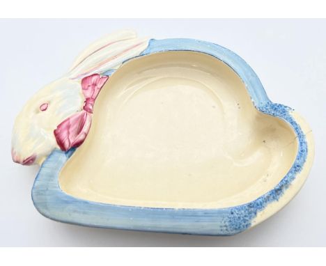 Clarice Cliff &amp; Joan Shorter novelty "Kiddies Ware" nursery rabbit shaped bowl, circa 1930's. Made by Joan Shorter in con
