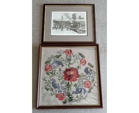 2 framed &amp; glazed pictures. A John S Gibb black &amp; white print entitled "Ulverston Station", signed in pencil to margi