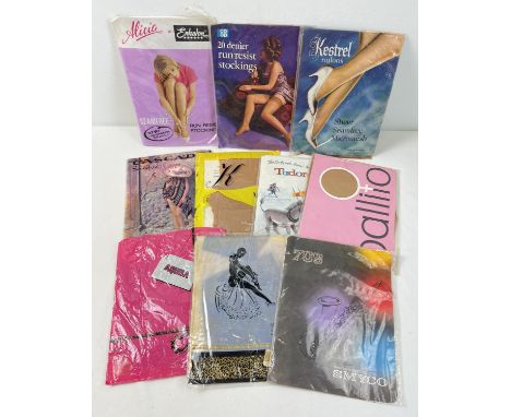 10 assorted vintage pairs of seam free nylon stockings in original packaging. To include Ballito, Tudorose, Cascade, Kestrel 