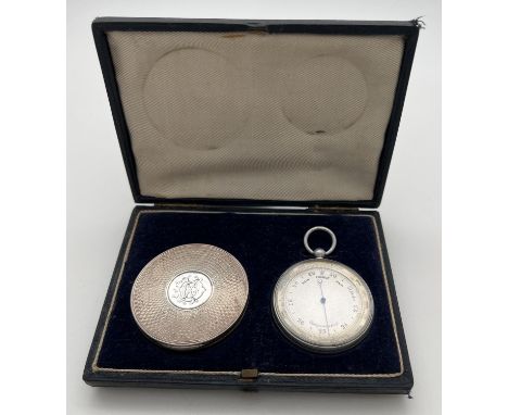 A Victorian silver cased compass from Jones, 23 Boulevart Des Capucines, in original blue velvet lined period case, together 