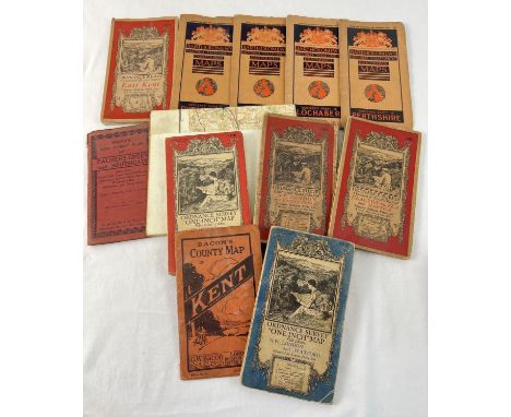 12 vintage English &amp; Scottish Ordnance Survey and other maps, to include Bartholomew's. Mostly 1930's. 
