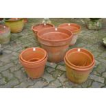 A collection of large terracotta plant pots.