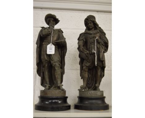 A pair of Spelter figures depicting Rubens and Rembrandt.