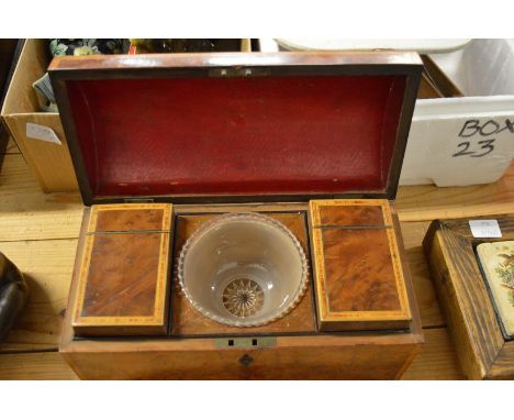 A good George III yew wood dome top tea caddy with fitted interior.