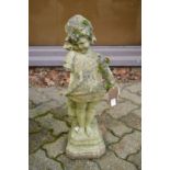 A small weathered garden ornament modelled as a young girl (faults).