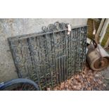 A pair of wrought iron driveway gates, each measuring 135cm wide x 104cm high.