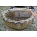 A composite garden planter.