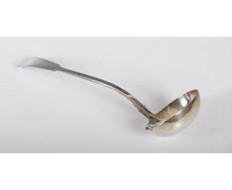 A Scottish William IV silver soup ladle, Edinburgh, 1834, makers mark of WC, fiddle pattern, engraved with the initial 'F', 9