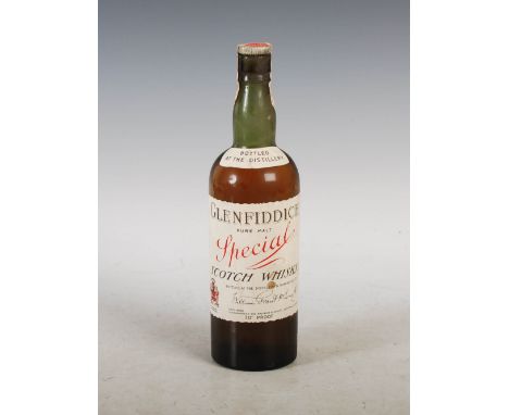 One bottle of Glenfiddich Special Pure Malt Scotch Whisky, circa 1950's, 70 proof.