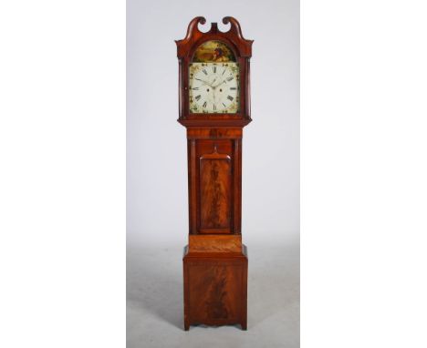 A 19th century mahogany longcase clock JAS. COUTTS PERTH, the enamel dial with Roman numerals and two subsidiary dials, the t