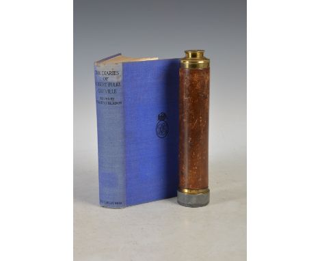 A 19th century brass and leather bound four draw telescope belonging to The Honourable Robert Fulke Greville by Dolland, Lond