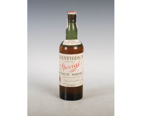 One bottle of Glenfiddich Special Pure Malt Scotch Whisky, circa 1950's, 70 proof.