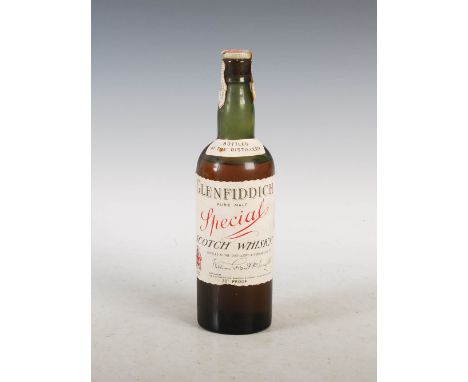 One bottle of Glenfiddich Special Pure Malt Scotch Whisky, circa 1950's, 70 proof.