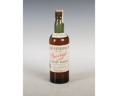 One bottle of Glenfiddich Special Pure Malt Scotch Whisky, circa 1950's, 70 proof.