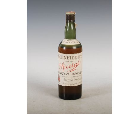 One bottle of Glenfiddich Special Pure Malt Scotch Whisky, circa 1950's, 70 proof.